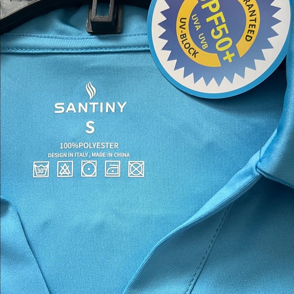 NWT SANTINY Women's Golf Shirt Collared V-Neck Blue in Size S - Picture 10 of 11